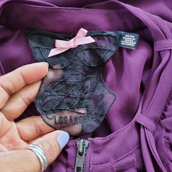 Twelve By Twelve Purple Sheer Ruffle Pullover Top M - Picture 6 of 9